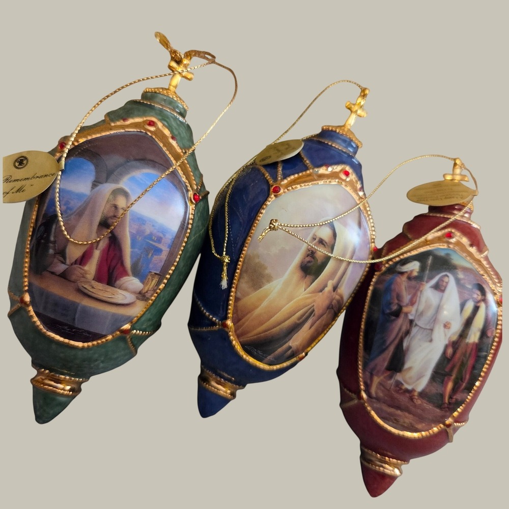 Bradford Editions Greg Olsen Porcelain Ornaments Set 3 Multicolor Excellent 2002